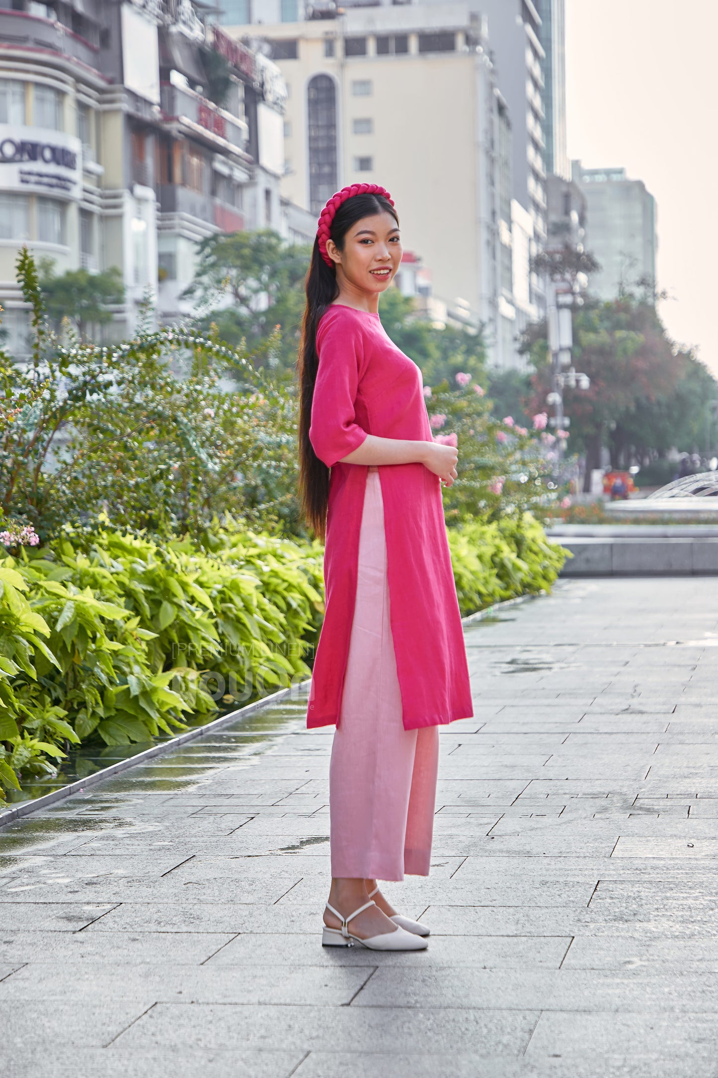 Vision Traditional Vietnamese Dress - Áo Dài Vision Hồng Sen