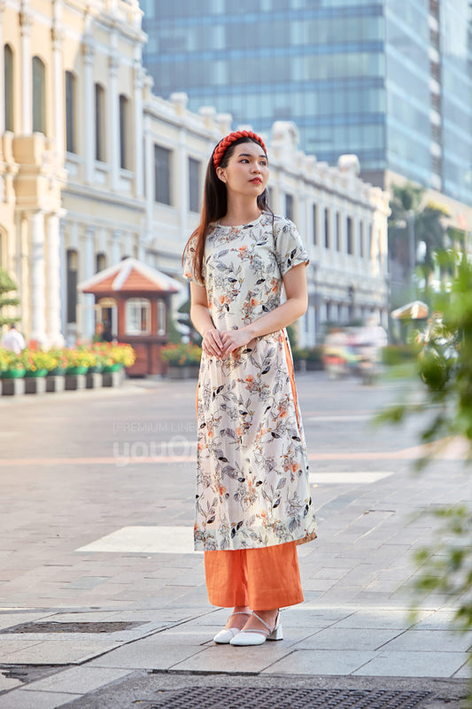 Blossom Traditional Vietnamese Dress - Áo Dài Blossom Lụa Vintage